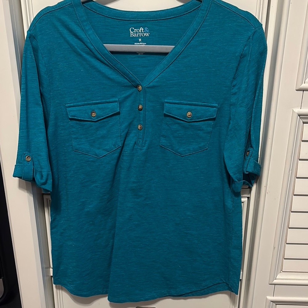 Croft & Barrow Blue Buttoned Blouse